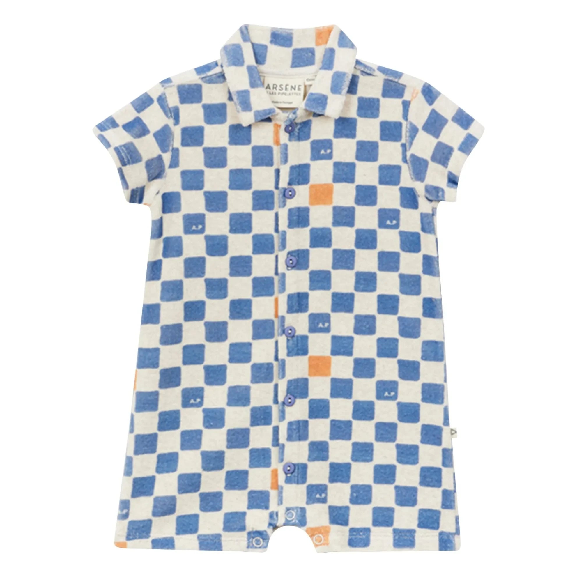 Arsène et Les Pipelettes - Damier Eponge Bio-Baumwoll-Overall | Blau