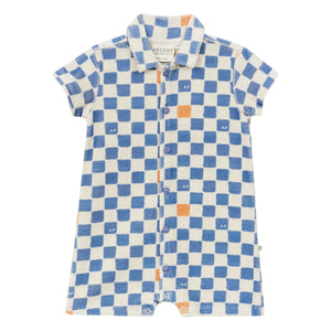 Arsène et Les Pipelettes - Damier Eponge Bio-Baumwoll-Overall | Blau