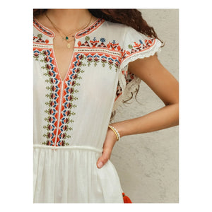 M.A.B.E. - Rani Baumwollstickerei-Kleid | Ecru