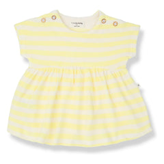 1+ in the family - Gestreiftes Frottee Macedonia Kleid | Hellgelb