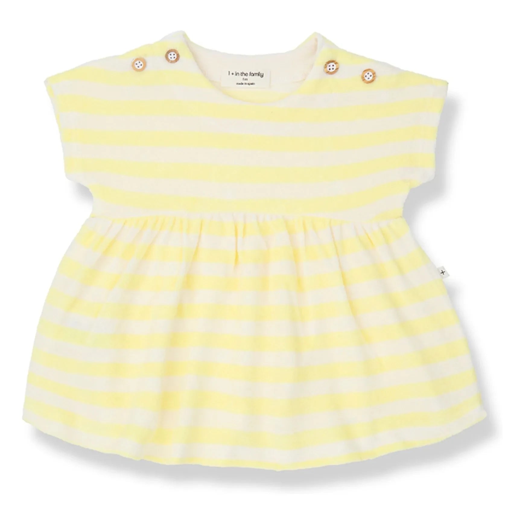1+ in the family - Gestreiftes Frottee Macedonia Kleid | Hellgelb