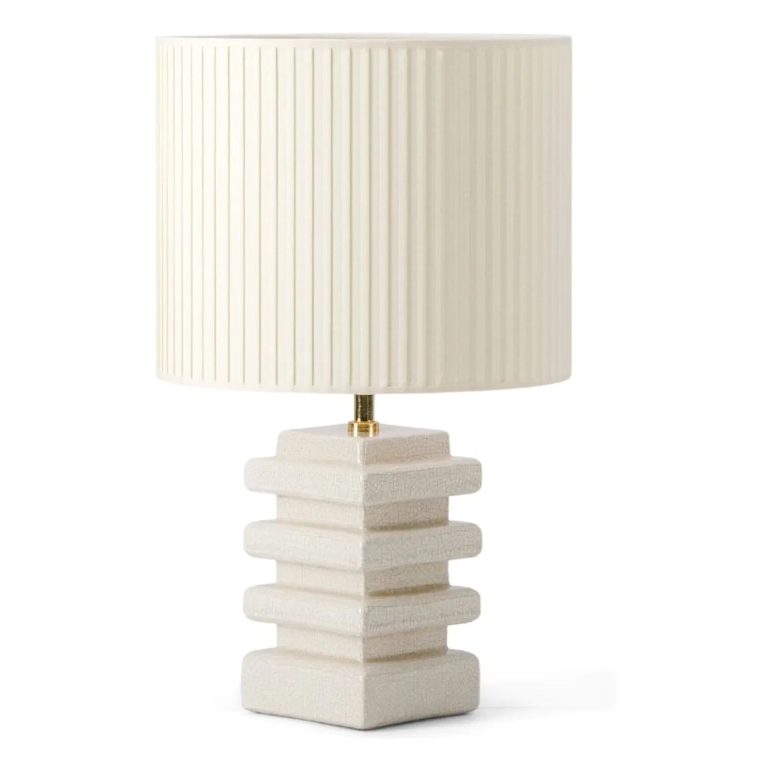 The Socialite Family - Marta Tischlampe Rissige Keramik und Plissiertes Baumwolle | Creme