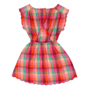 Jenest - Kiki Kleid, Biobaumwolle Karo | Fuchsia