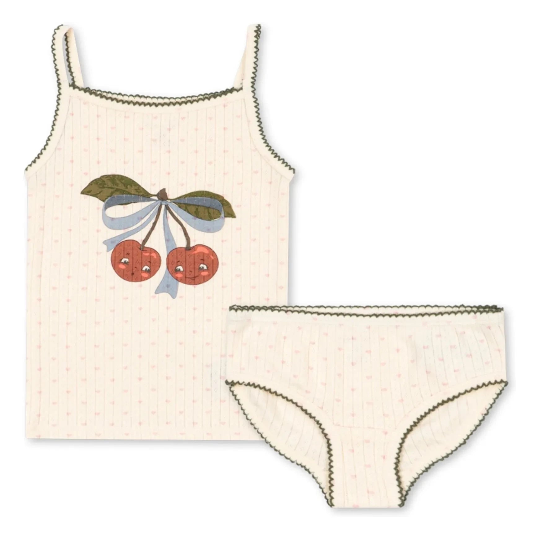 Konges Sløjd - Minnie Cerises Bio-Baumwoll-Unterhemd und Slip Set | Ecru