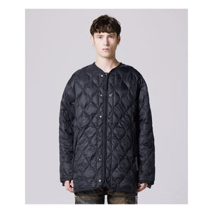 Taion - Unisex Lange Militär-Steppjacke | Schwarz