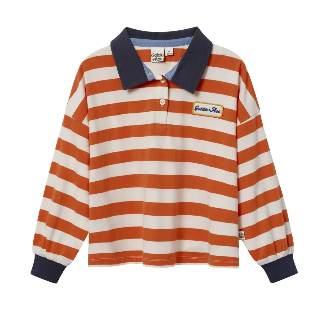 Goldie + Ace - Gestreiftes Rugby-Poloshirt | Orange