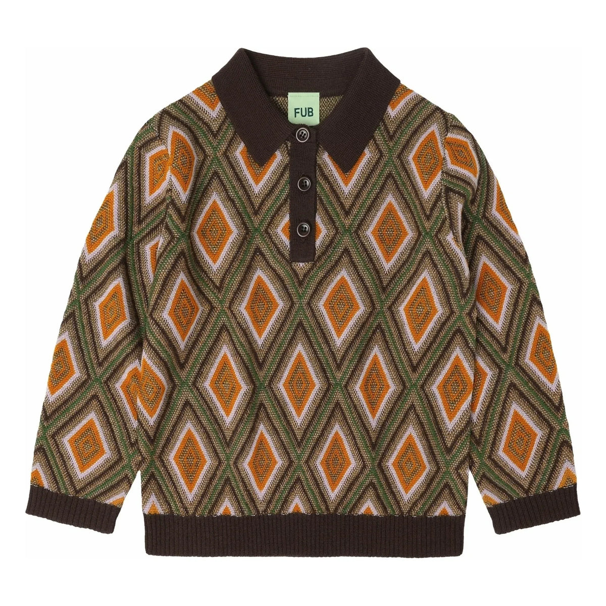 FUB - Harlequin Poloshirt aus Merinowolle | Braun