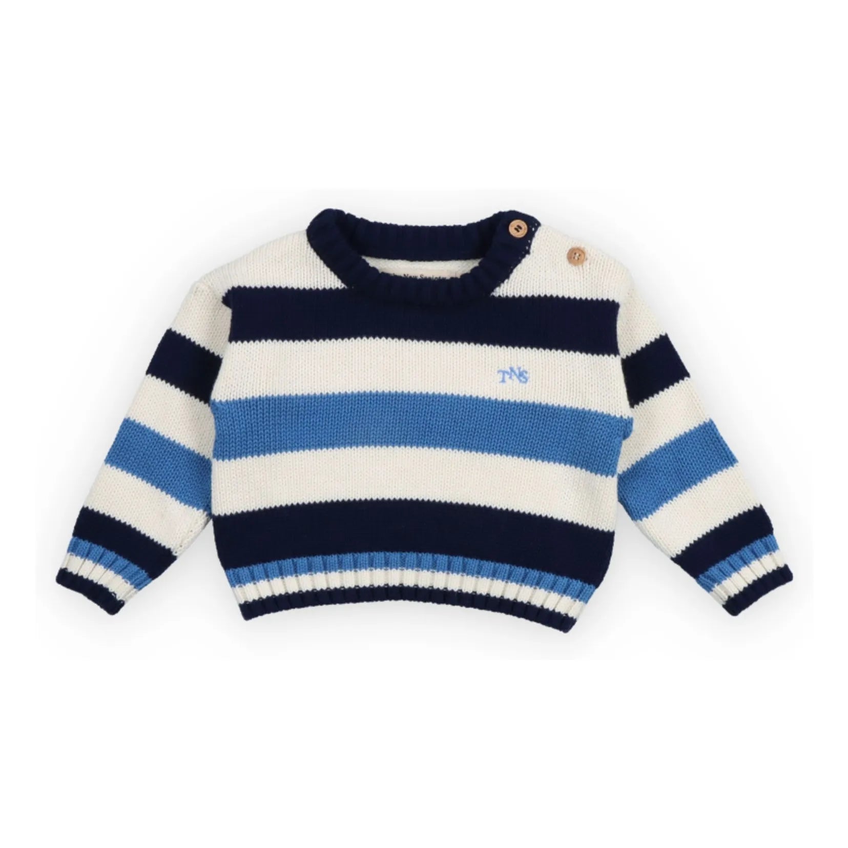 the new society - Celosia Gestreifter Baby-Pullover | Blau
