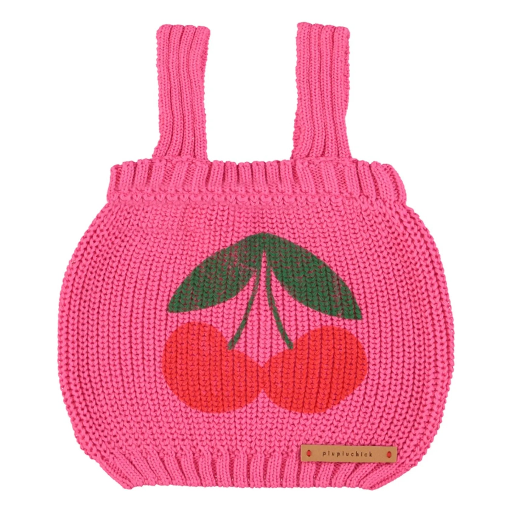 Piupiuchick - Kirschen Bio-Baumwollstrickoberteil | Fuchsia