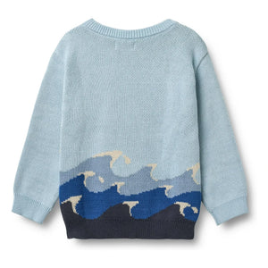 Wheat - Knud Vagues Bio-Baumwoll-Jacquardpullover | Hellblau