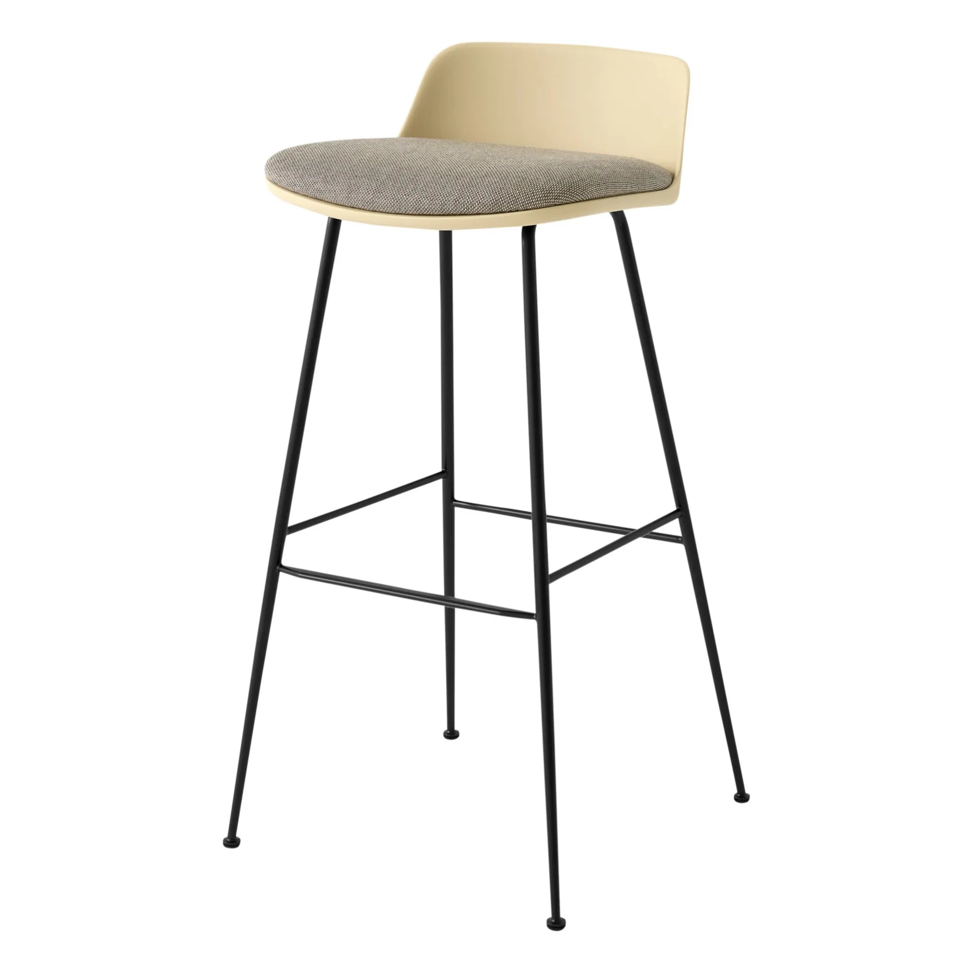 & Tradition - Rely AW87 niedriger Barhocker, schwarzer Rahmen | Beige