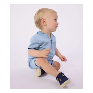 Petit Bateau - Chambray Oberteil und Kragenset | Hellblau