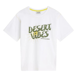 Scotch & Soda – T-Shirt mit Wüstenwind-Kunstdruck | Weiß