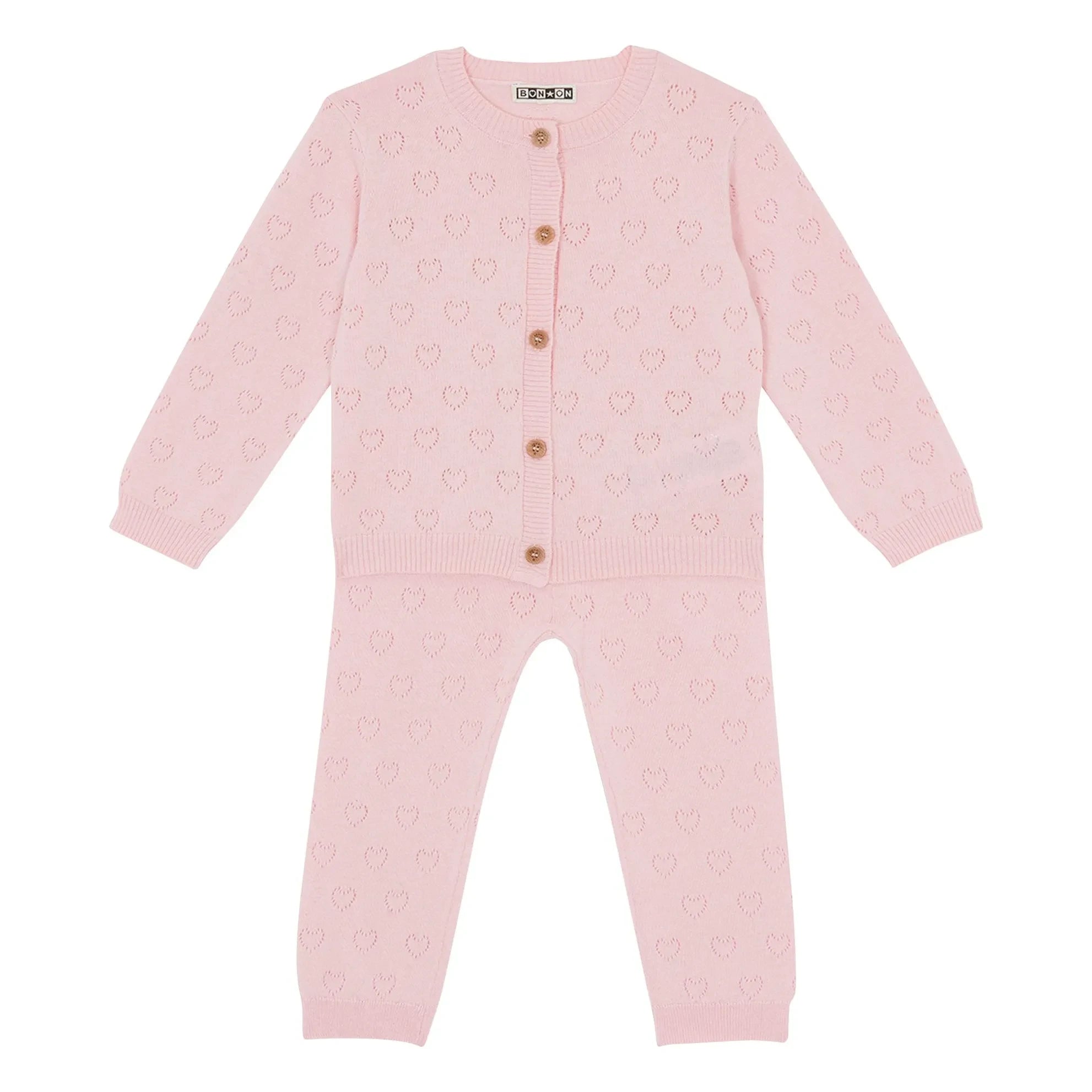 Bonton - Marianne Strickjacke und Leggings Set | Puderrosa