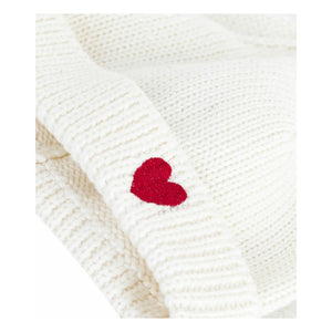 Petit Bateau – Bio-Baumwollmütze mit Herzmotiv | Weiß