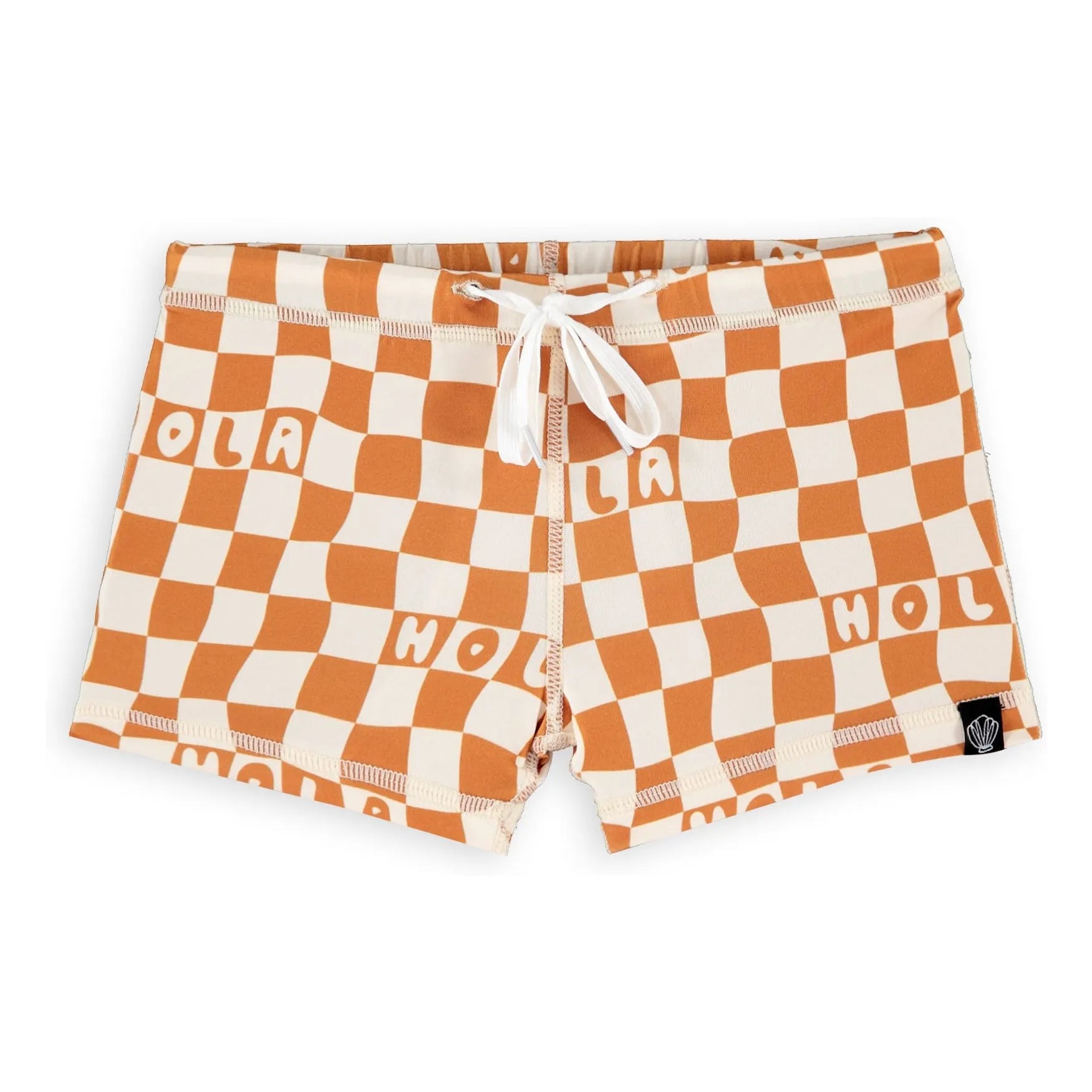 Beach & Bandits - Karierter Hola Badeshorts aus recycelten Fasern mit UV-Schutz | Elfenbein