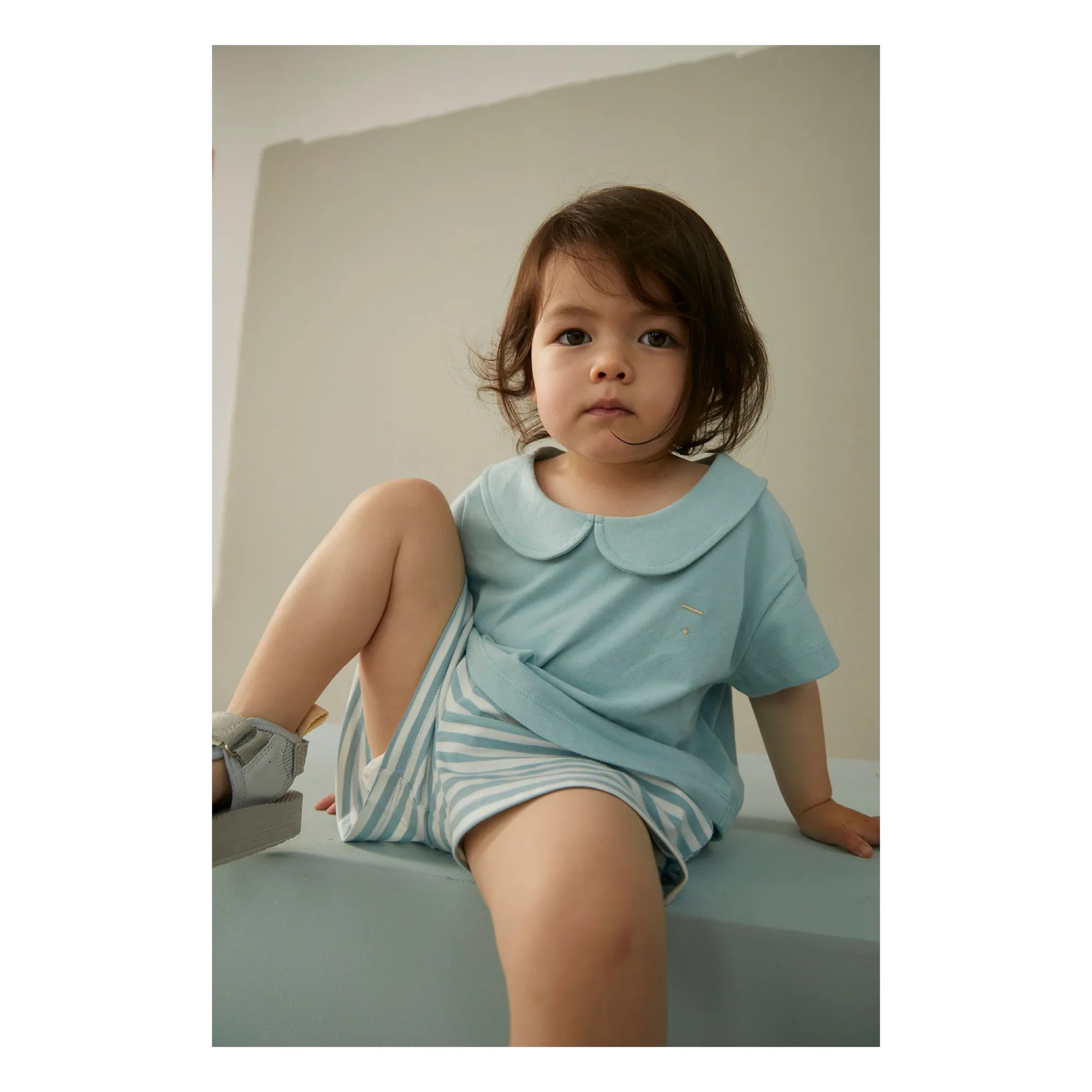 Gray Label - T-Shirt mit Claudine-Kragen Bio-Baumwolle | Hellblau