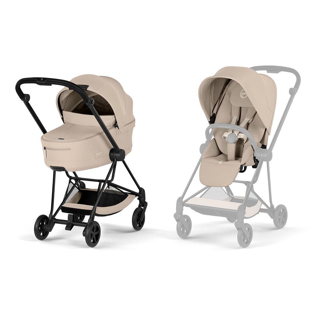 CYBEX Mios Comfort Pushchair & Foldable Carrycot - Cozy Beige/Black-Strollers-Cozy Beige/Black- | Natural Baby Shower