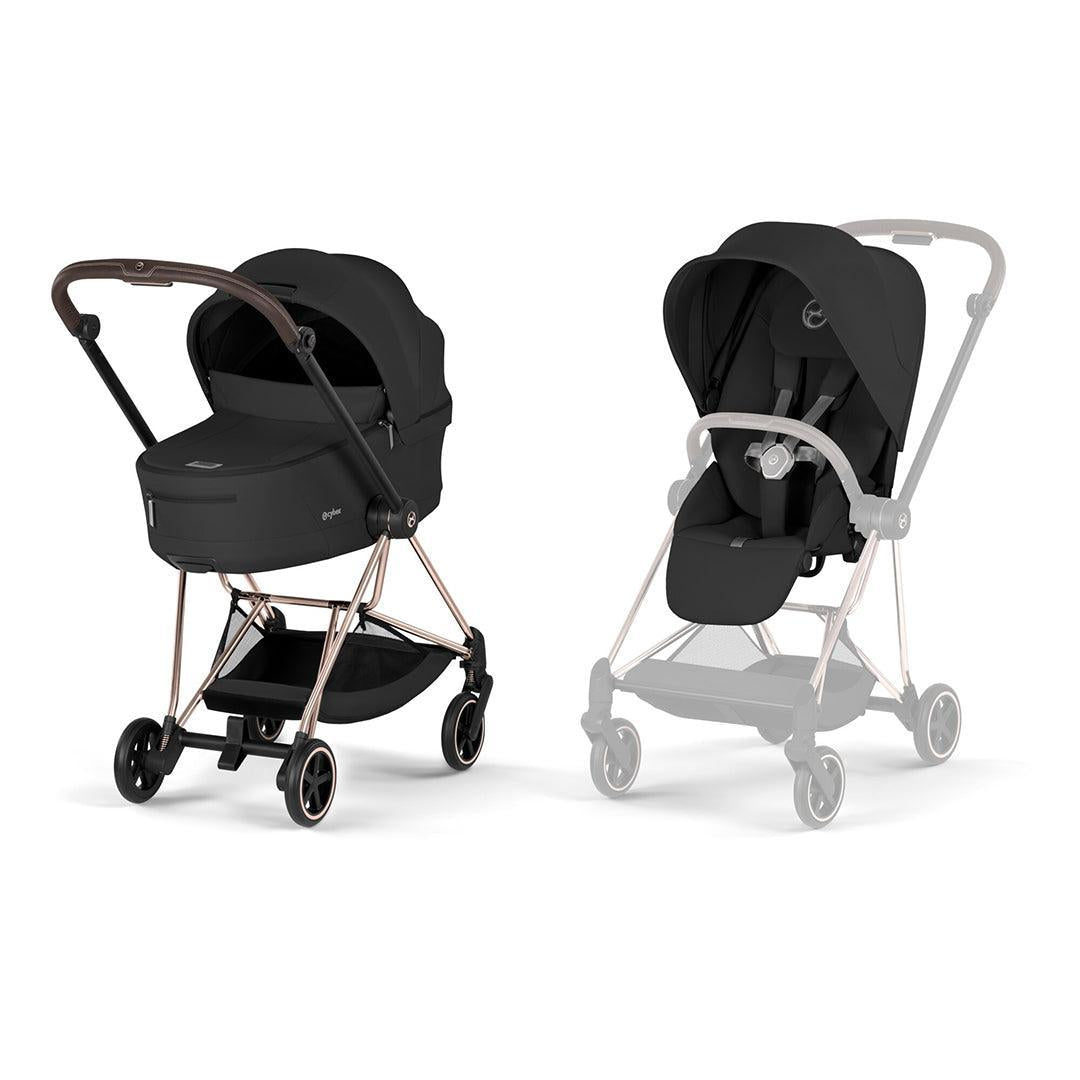 CYBEX Mios Comfort Pushchair & Foldable Carrycot - Sepia Black/Rose Gold-Strollers-Sepia Black/Rose Gold- | Natural Baby Shower