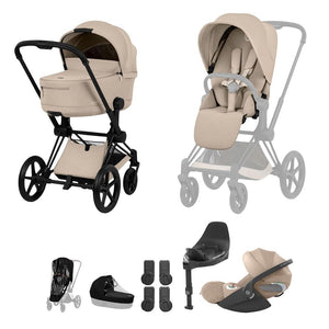 Cybex Priam Ultimate Bundle - Comfort Collection-Travel Systems-Cozy Beige-With Base | Natural Baby Shower