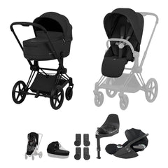 Cybex Priam Ultimate Bundle - Comfort Collection-Travel Systems-Sepia Black-With Base | Natural Baby Shower