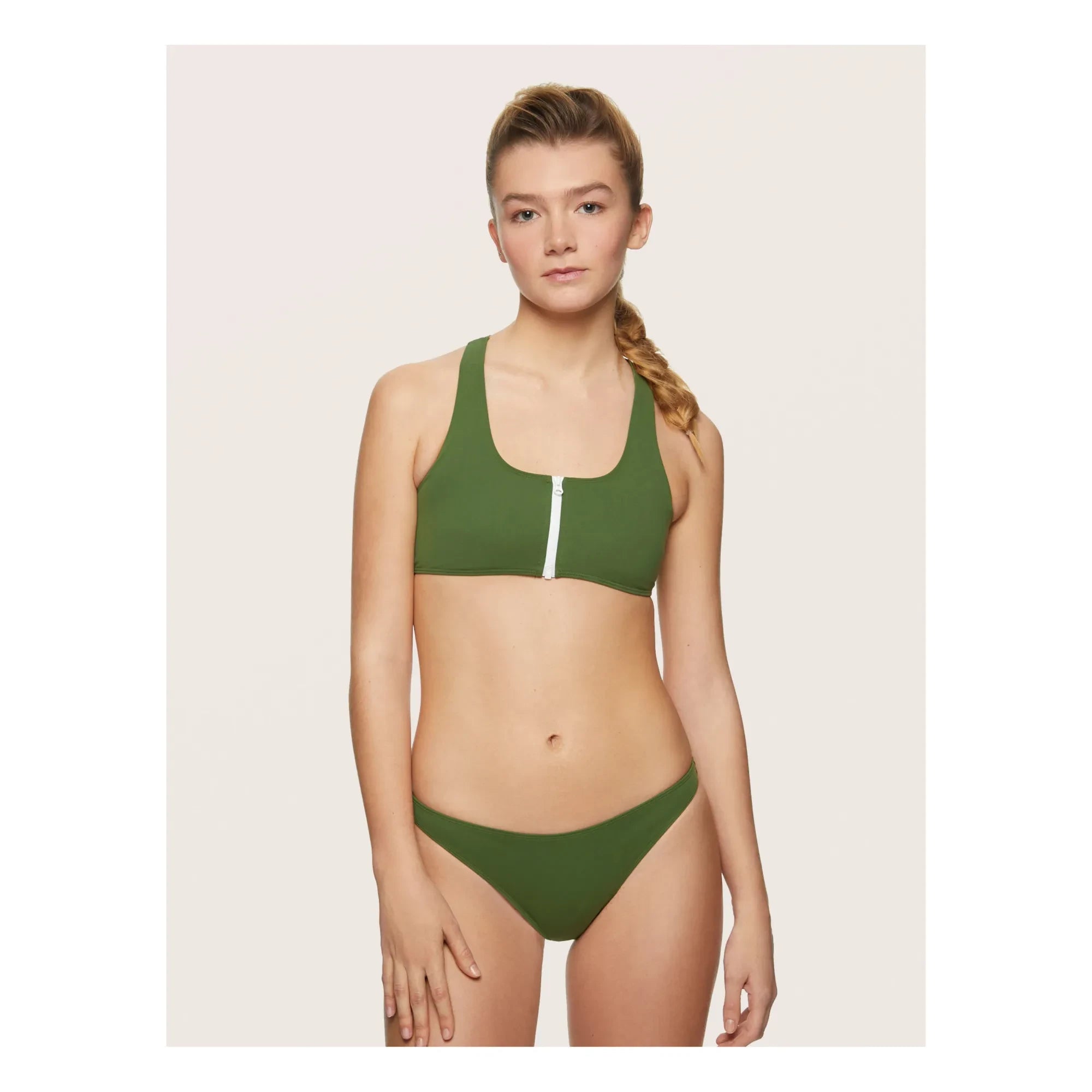 Miska Paris – Bikini-Oberteil mit Reißverschluss | Khaki