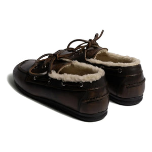 Posa - Leder- und Fell-Bootsschuhe | Braun