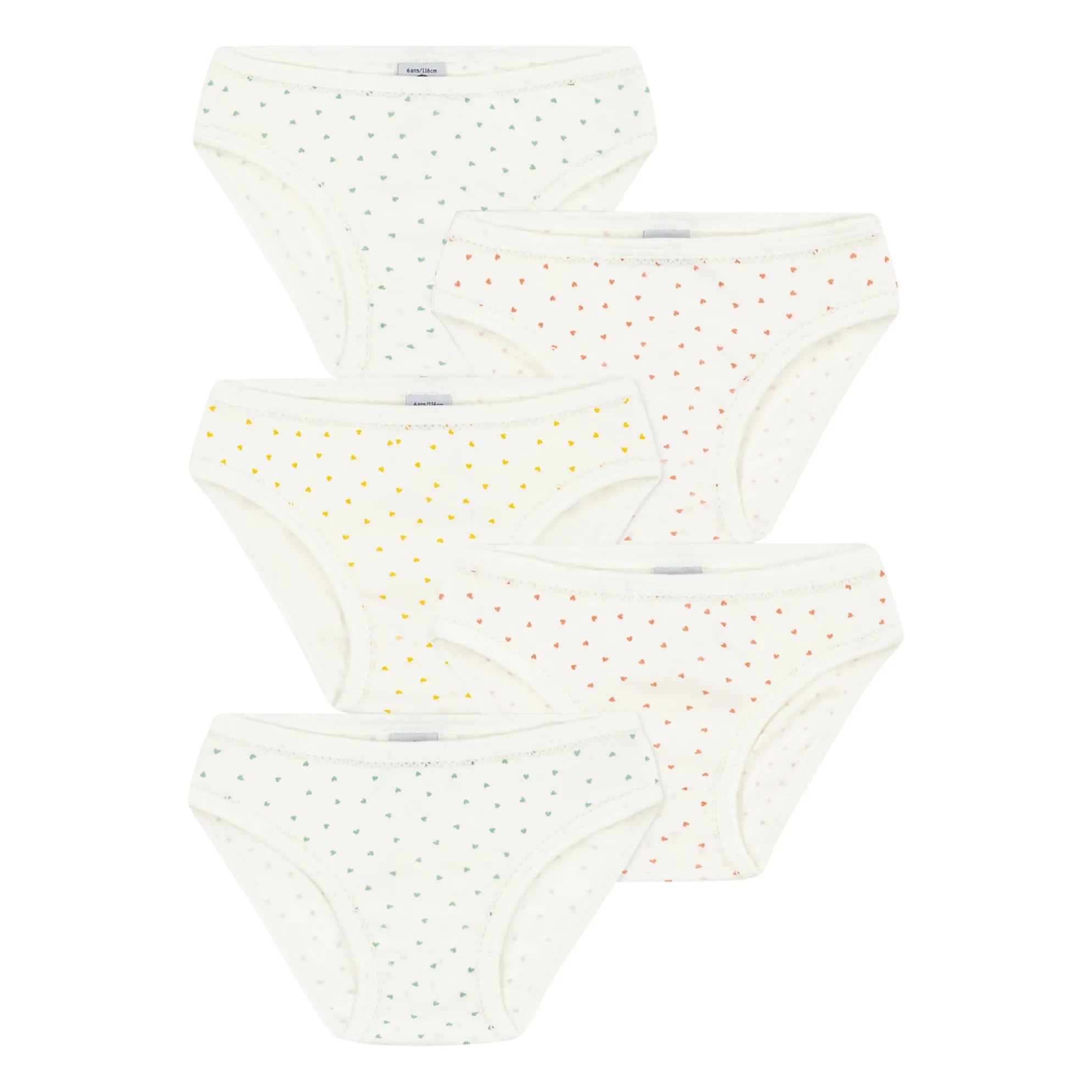 Petit Bateau - 5er-Pack Mini-Herz-Slips | Ecru
