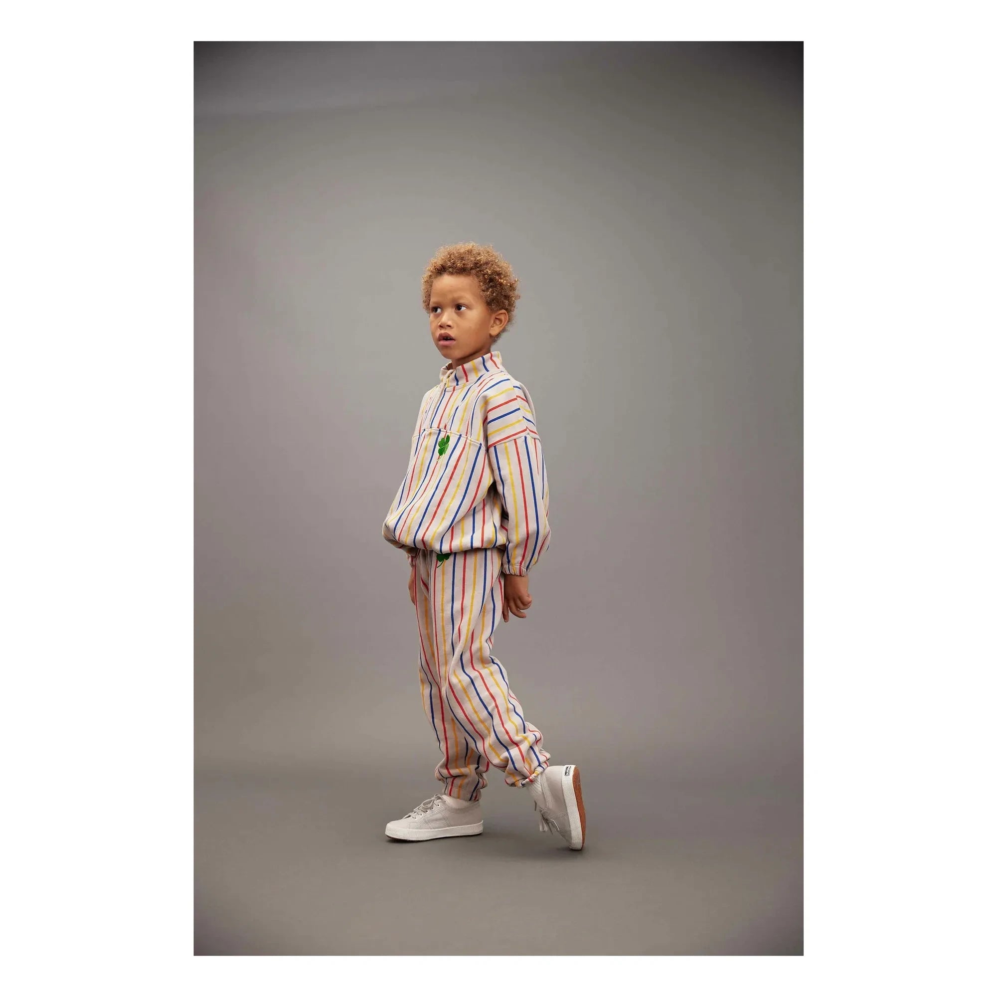 Mini Rodini - Kleeblatt-gestreifte Bio-Baumwoll-Jogginghose | Ecru