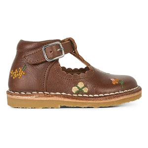 Petit Nord - Flowery T-Bağcıklı, Dalga Kenarlı İşlemeli Bebek Ayakkabıları - Uniqua Collection | Hazel