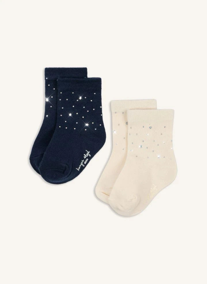 Konges Sløjd - 2 Paar Socken mit Schmucksteinen | Marineblau