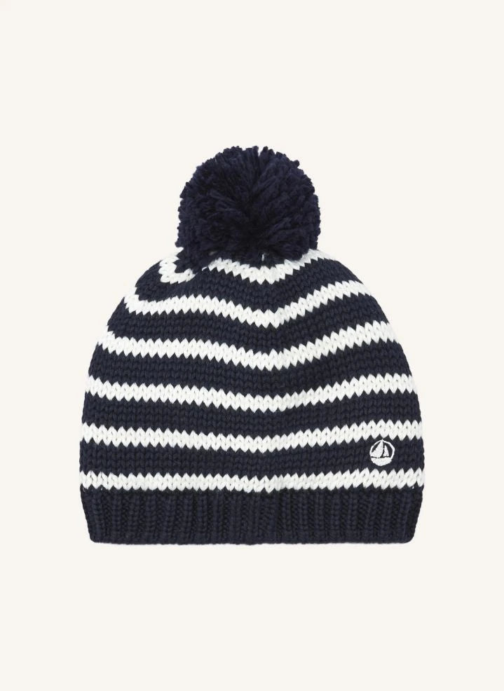 Petit Bateau - Gestreifte Mütze mit Polarfutter | Blau