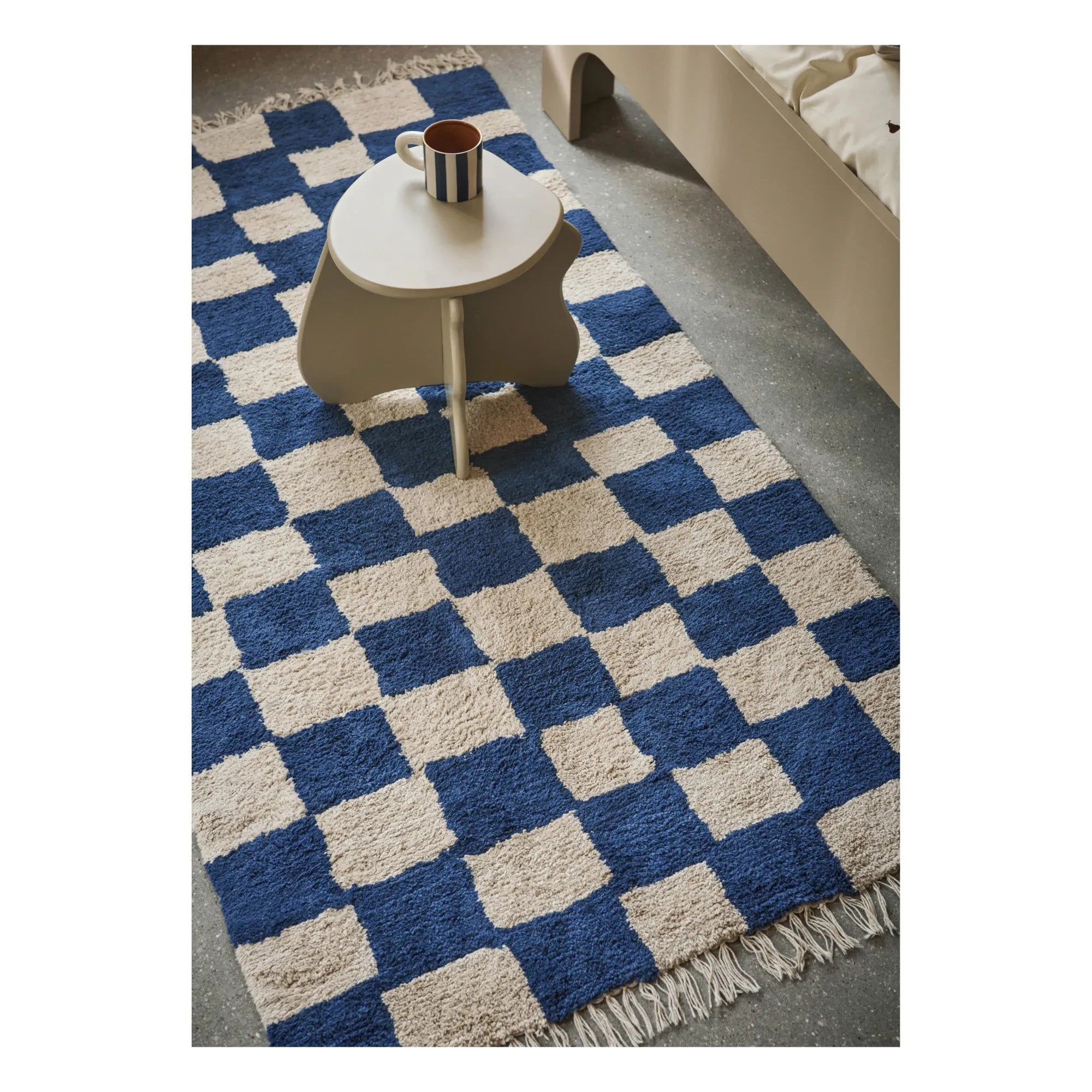 Ferm Living Kids - Mara Karo-Teppich | Blau