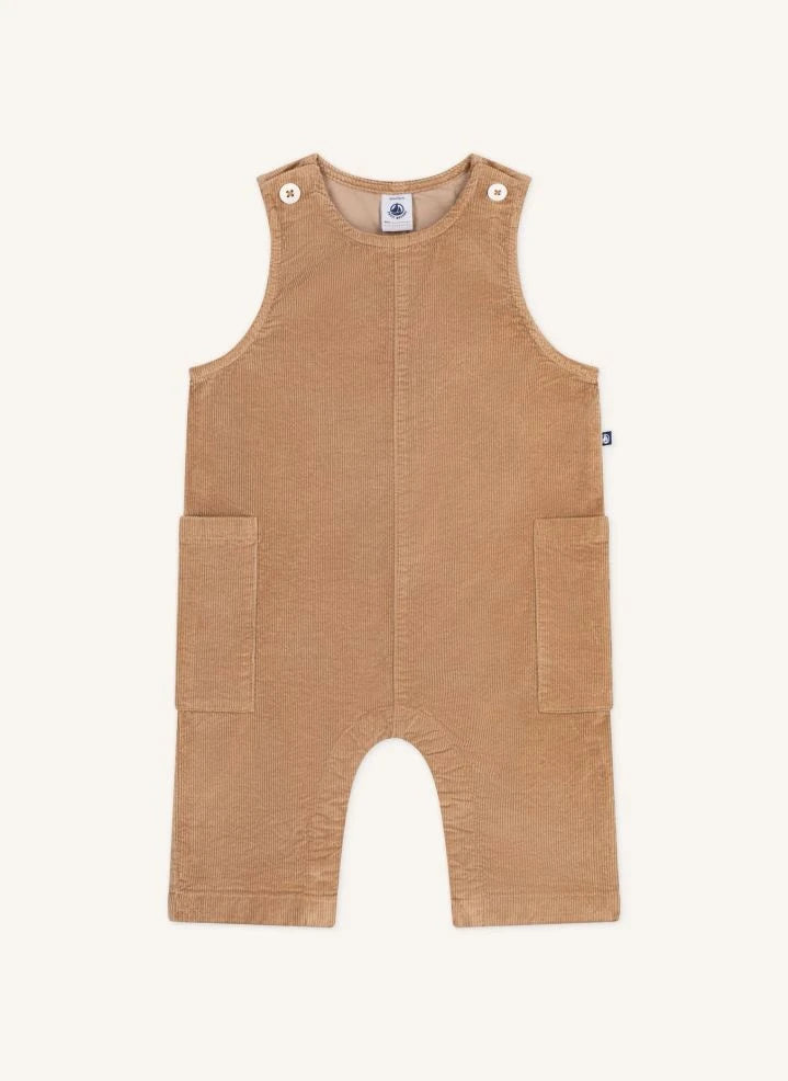 Petit Bateau - Overall aus Bio-Baumwoll-Samt | Camel