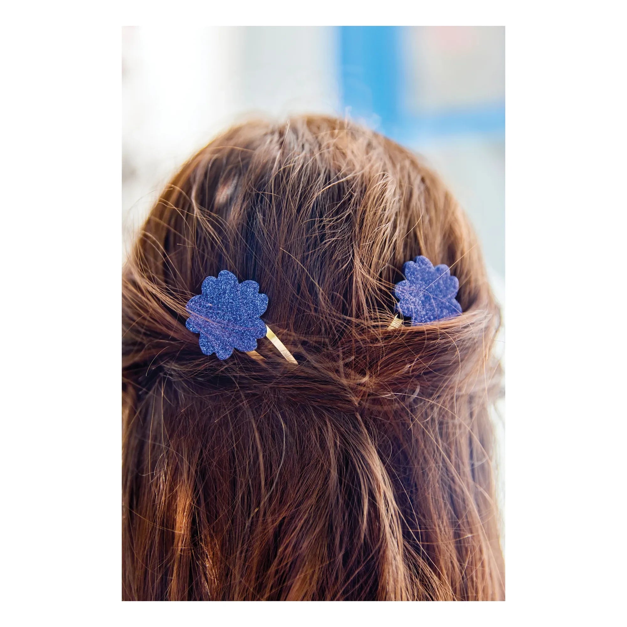 Tartine et Chocolat - 2er-Set Hibiskus Glitzer-Haarspangen | Königsblau