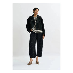 Essentiel Antwerp – Gestreiftes T-Shirt mit Strasssteinen Joste | Weiß