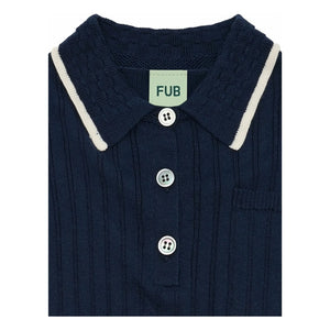 FUB – Polo-Shirt aus Rippstrick, Bio-Baumwolle | Marineblau