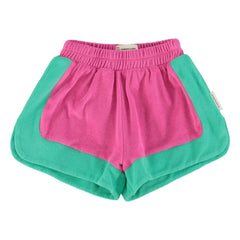 Piupiuchick - Organische Baumwoll-Frottee-Shorts mit Farbblock-Design | Fuchsia