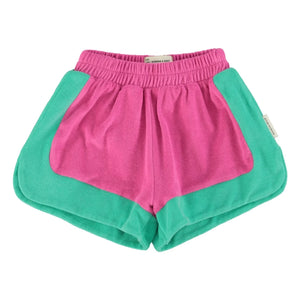 Piupiuchick - Organische Baumwoll-Frottee-Shorts mit Farbblock-Design | Fuchsia