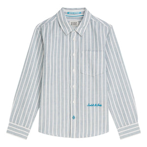 Scotch & Soda – Gestreiftes Leinenhemd | Hellblau