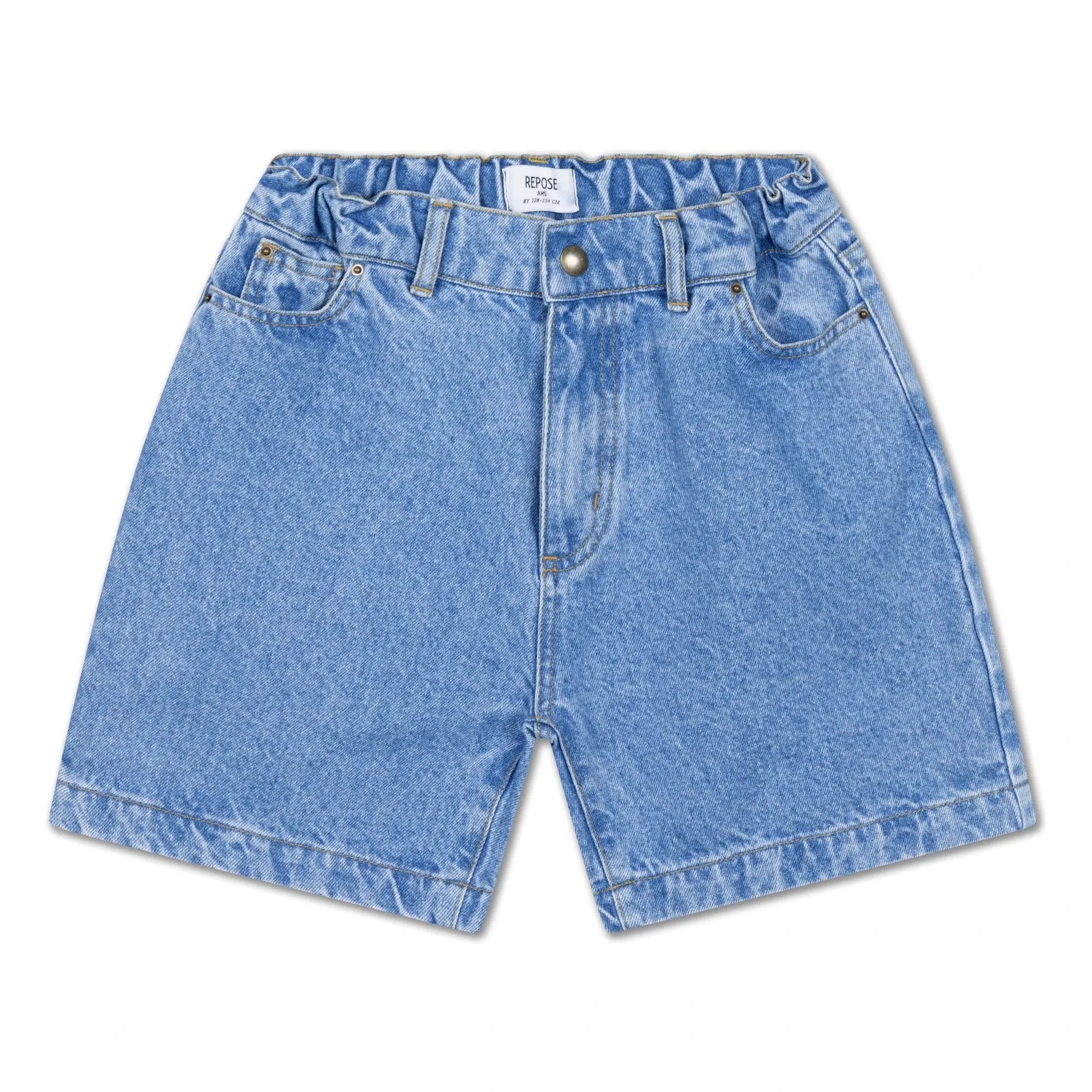 Repose AMS - Denim Bio-Baumwoll-Bermuda-Shorts | Blau