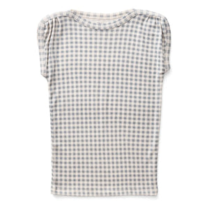 Soor Ploom - Sundae Gingham Bio-Baumwoll-Rüschen-T-Shirt | Eisblau