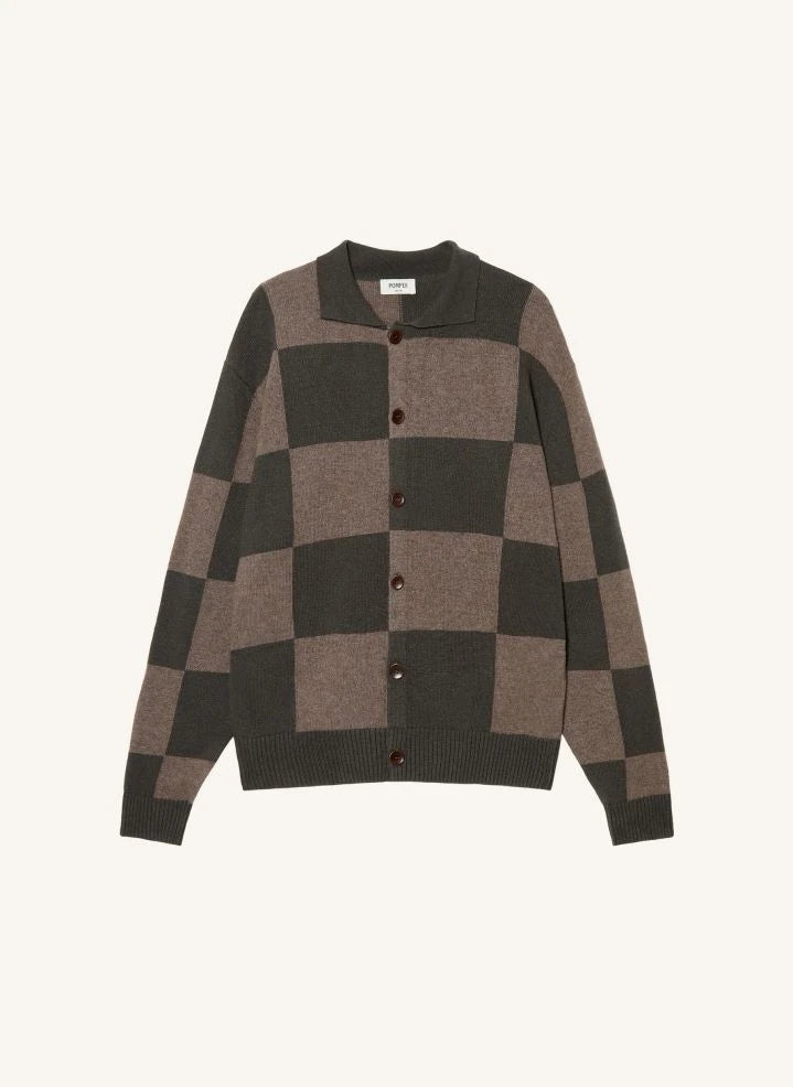 Pompeii - Grüner Karierter Polo Cardigan