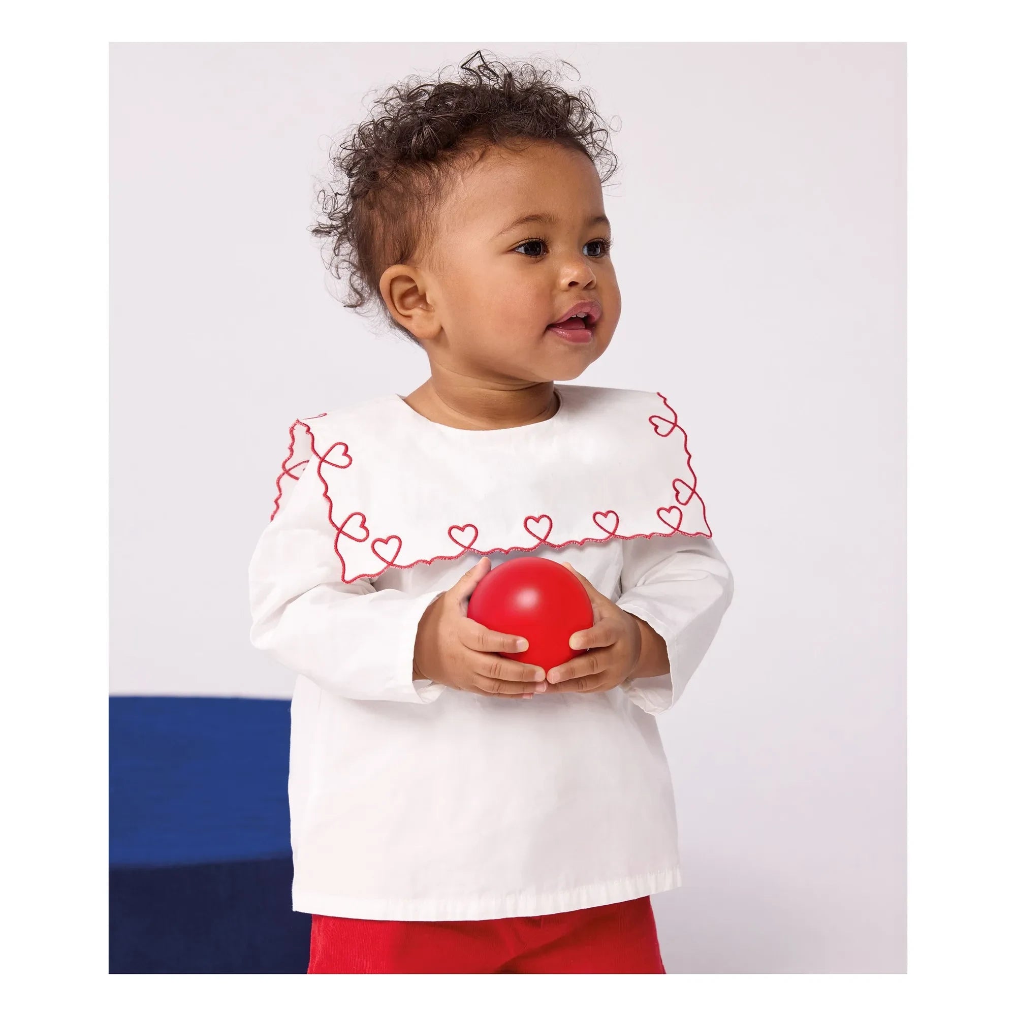 Petit Bateau – Bluse aus Popeline aus Bio-Baumwolle mit weitem Ausschnitt | Weiß