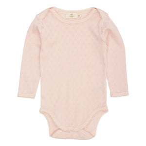 Copenhagen Colors - Kurzarm-Body Pointelle Hearts Bio-Baumwolle | Rosa Hell
