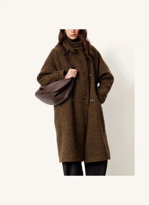 Sessùn - Bleechecks Wollmantel | Taupe-Braun