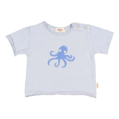 Búho - Bio-Baumwoll-Oktopus-T-Shirt | Hellblau