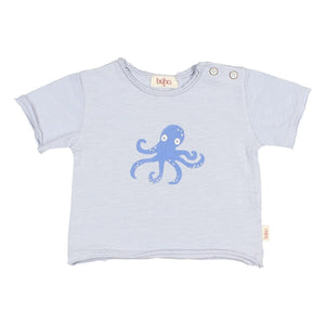 Búho - Bio-Baumwoll-Oktopus-T-Shirt | Hellblau