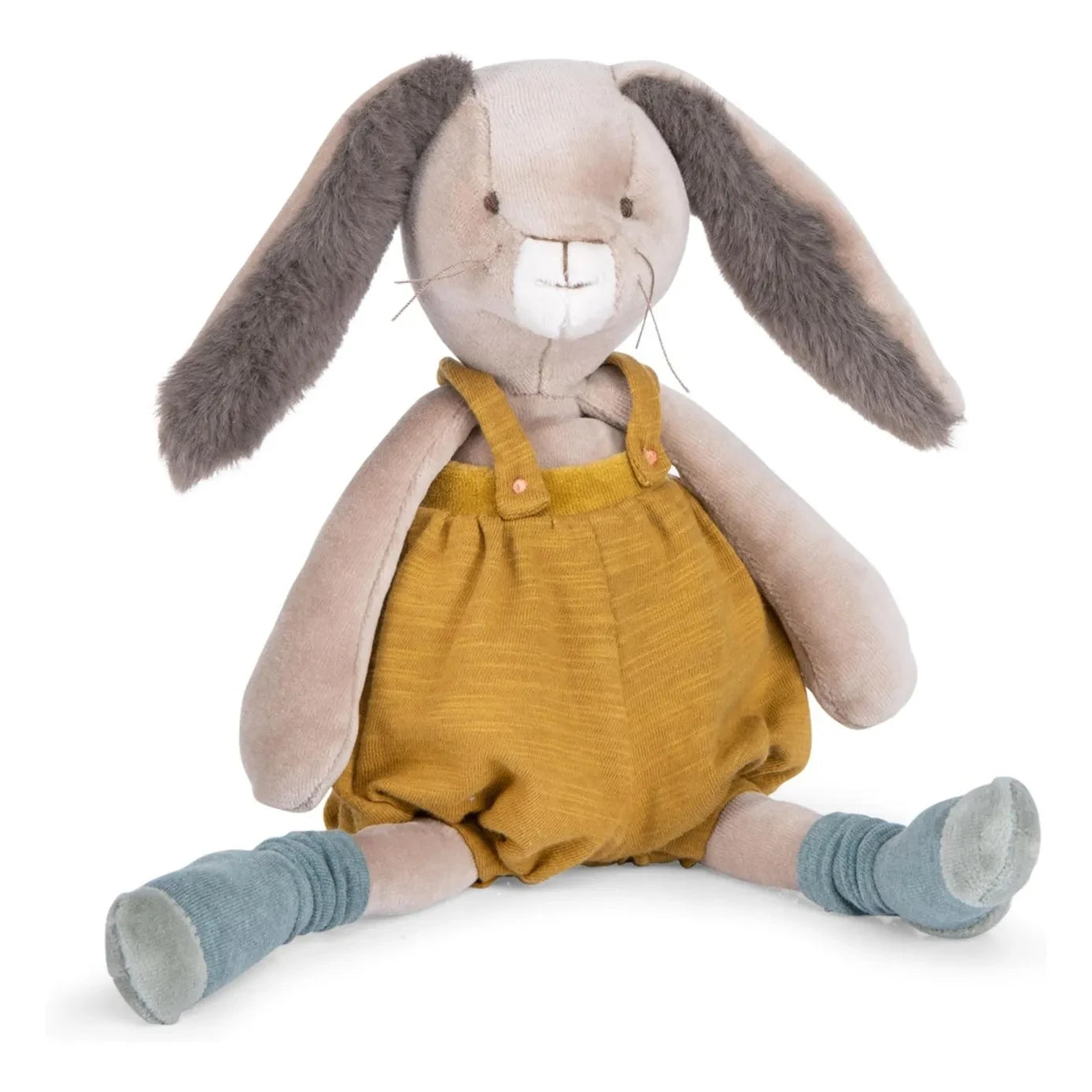 Moulin Roty - Senffarbenes Kaninchen-Schmusetuch - Three little rabbits