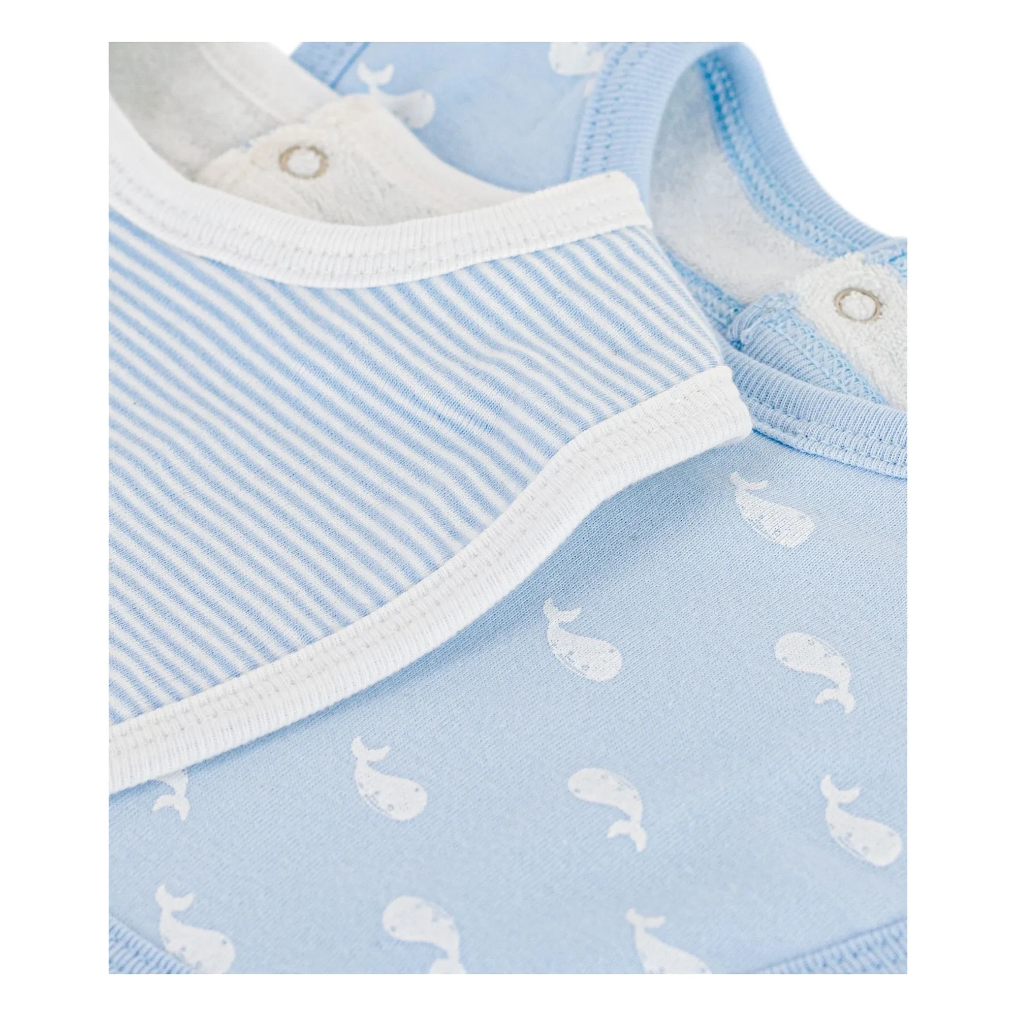 Petit Bateau - 2er-Set Bio-Baumwoll-Wal-Lätzchen | Blau